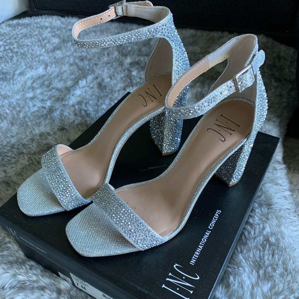 INC Silver Bling Heels